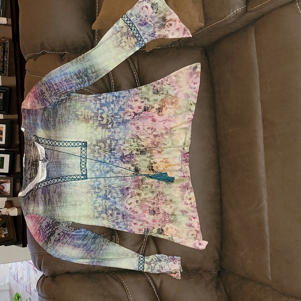 Whispy, Tie-Dye like Long Sleeve Blouse